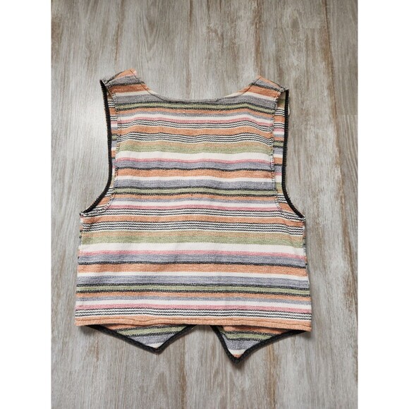 VTG Basic Editions Mutlicolor Stripe Vest Sleeveless V Neck Cotton Retro Sz M - Picture 11 of 11